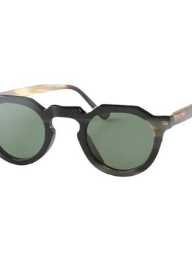 nilerun品牌经典圆形框牦牛角防紫外线UV400偏光墨镜太阳眼镜