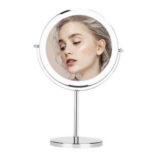 化妆镜双面带灯LED充电高清放大金属桌面台式家用宿舍梳妆镜子