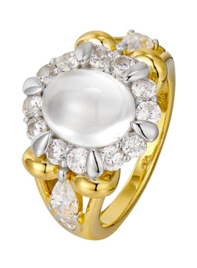 围镶925银镀金戒指水沫玉轻奢