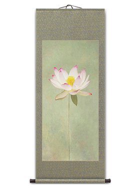 国画卷轴挂画禅意荷花客厅装饰画