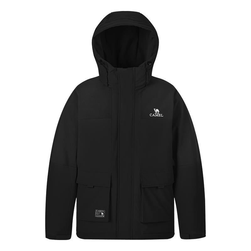 骆驼连帽加绒保暖羽绒服