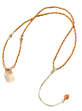 【杭州灵隐官方】竹节白玉髓项链