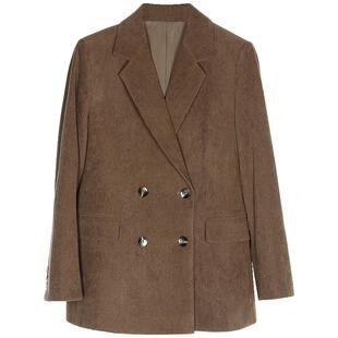 Lavinia 灯芯绒咖色西装外套女秋冬新款设计感挺括西服B47W05