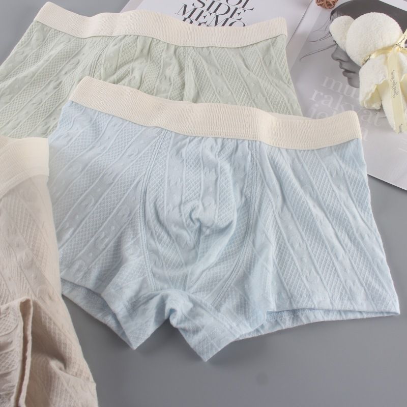 全棉男士内裤 柔软舒适透气中腰平角男内裤 全棉提花亲肤面料厂家