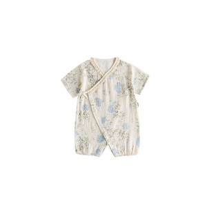 【新品】Oak Family婴儿连体衣夏季全棉纱布和尚服女宝宝哈衣衣服