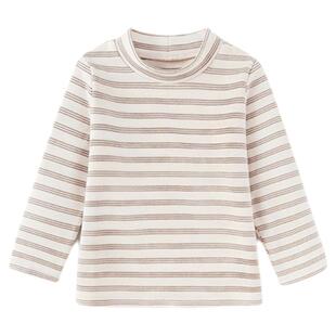 【清仓】babylove婴幼儿保暖t恤秋冬条纹打底衫宝宝百搭高领上衣