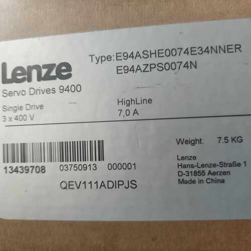 E94ASHE0074E34NNER 伦茨9400系列伺服驱动器