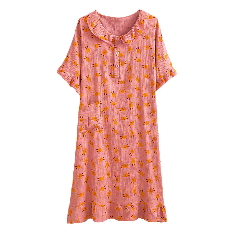 纱布可爱风全棉套头孕妇家居服