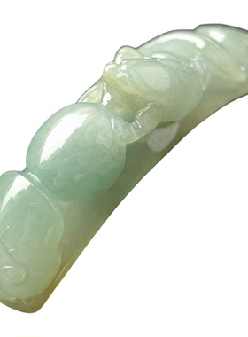 缅甸A货蓝水翡翠如意金蟾手牌DIY