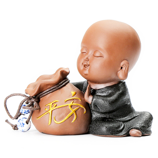 创意汽车摆件可爱小和尚佛像保平安高档车内装饰品个性车载配件