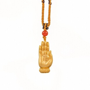 西安文创佛手无畏吊坠挂件鎏金佛牌护身符转运慈恩