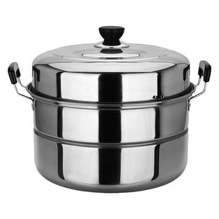 304加厚不锈钢双层蒸锅家用 大号汤锅32-40cm二层蒸馒头蒸馍锅厚