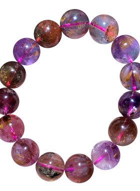 天然极光水晶手链三圈钛晶紫幽灵