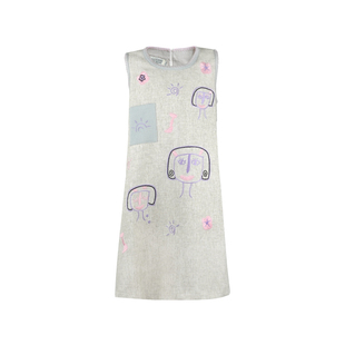 aaaaxbbb法米尔枫糖 童趣感无袖背心裙涂鸦短裙装复古气质连衣裙