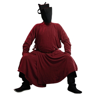 折冲府宋制窄袖复原款超大放量版棉麻竹节皱圆领袍汉服甲胄内搭