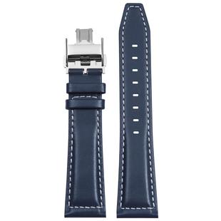 适配浪琴先行者真皮表带男康卡斯L3.810/811原装款蓝色牛皮带21mm