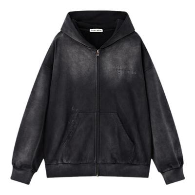 美式做旧连帽卫衣涂鸦印花