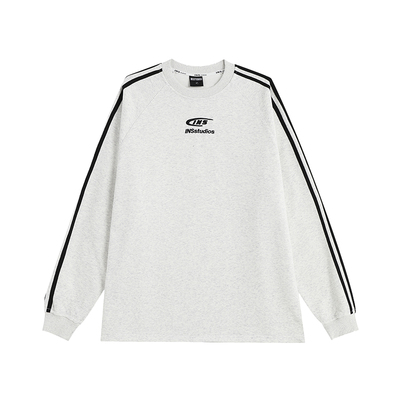 INSstudios刺绣三条杠圆领卫衣