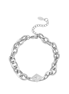 菱形拼接手链女钛钢双层缠绕手环