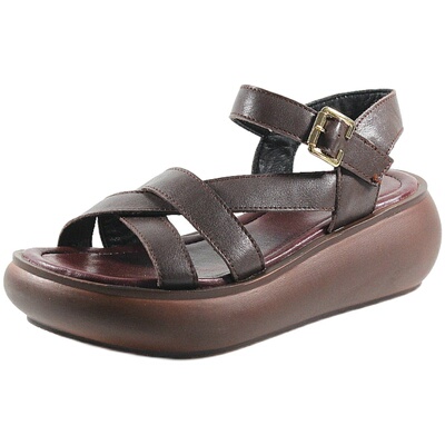 民族风真皮手工女鞋软牛皮松糕鞋