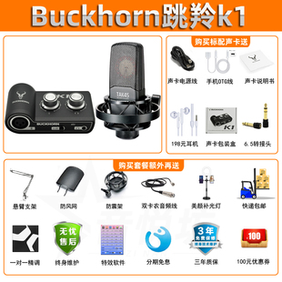 Buckhorn跳羚k1声卡USB外置声卡手机电脑网红主播录音直播k歌专用