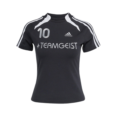 adidas阿迪达斯秋季新款女子上衣足球风运动修身短袖球衣 KE9812