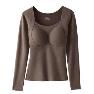 【胡可推荐】梦芭蒂带胸垫秋冬保暖背心女加绒打底裤上衣女士一体