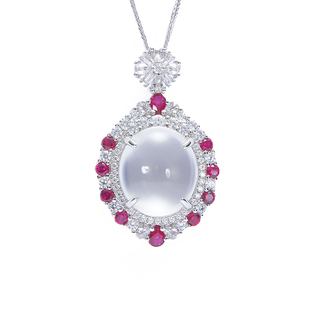 VISING天然玻璃种石英质玉水沫玉红刚玉鸽子蛋吊坠媲美翡翠