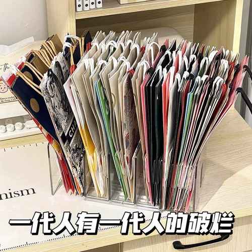 纸袋收纳神器主机柜服装店包装袋收纳盒放奶茶袋袋子大容量收纳筐