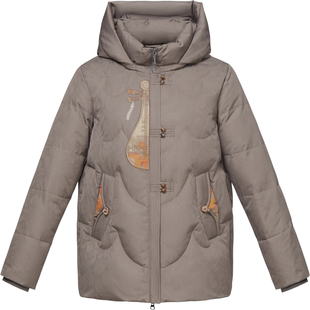 雪中飞妈妈羽绒服女短款冬季新款中老年洋气加厚冬装防寒红色外套