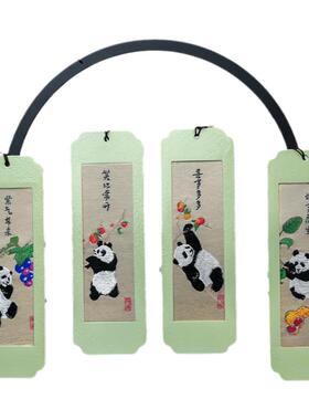 蜀锦蜀绣花花熊猫书签可爱古典中国风旅游纪念送老师老外朋友礼物