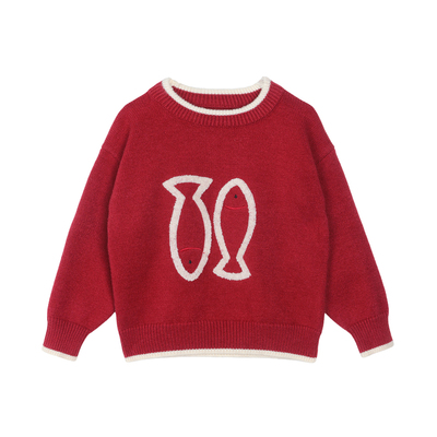 男童红色秋冬保暖毛衣2026新款