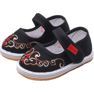 宝宝手工布鞋男千层底男童汉服鞋儿童古装鞋子古风软底室内地板鞋