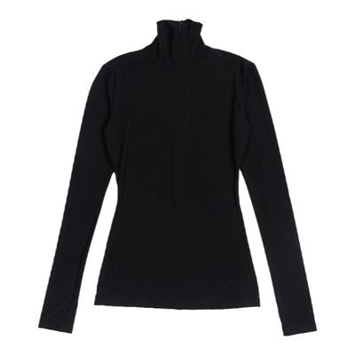 未来复古纽约设计师NK 黑色 高领弹力修身后拉链长袖T恤上衣