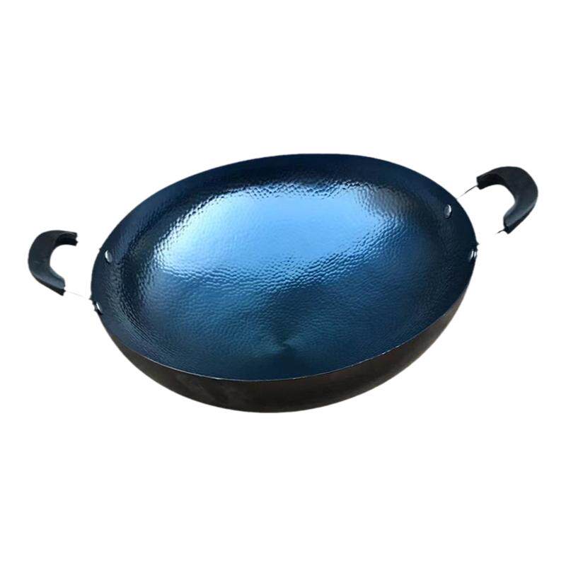 双耳鱼鳞铁锅老式圆底炒锅