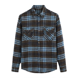 TANG美式复古格子衬衫女2025秋冬新款宽松休闲百搭长袖衬衣外套潮