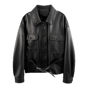 真皮皮衣杨树林宋佳同款绵羊皮短外套女25秋收腰显瘦绵羊皮夹克