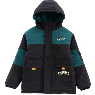 男童棉袄冬季2025新款加绒加棉中大童帅气中长款棉衣男孩洋气外套