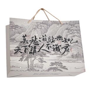 朝雨 中国风励志诗词礼品袋高级感书法大号生日礼品包装袋手提袋
