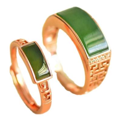 和田玉戒指纯天然碧玉925银指环