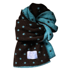 2025新款韩系大雁拼色双面含羊毛围巾女秋冬季慵懒感百搭保暖围脖