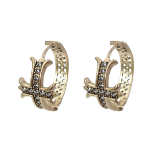 镶钻十字架圆圈耳扣2026新款爆款古铜色耳环轻奢高级感欧美风耳饰