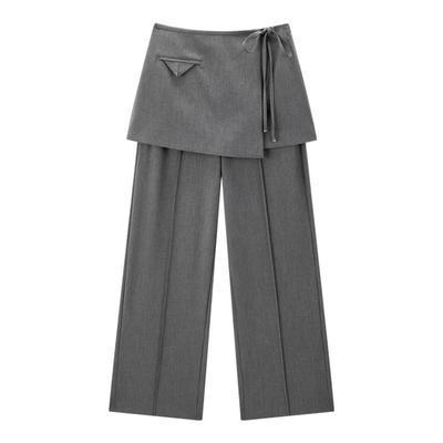 太平鸟高腰厨师裤2025年春夏新款灰色阔腿直筒休闲裤A1GBF1432