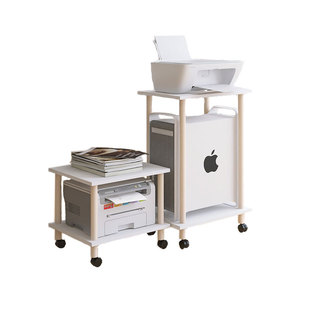 打印机置物架桌下可移动两层放置架桌底落地支架带滑轮复印机架子