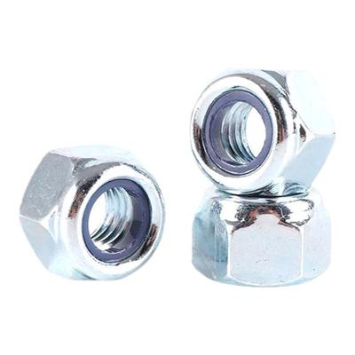 蓝白锌细牙尼龙防松自锁螺母