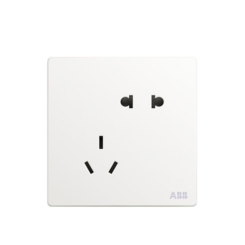ABB开关插座轩致雅典白色一开五孔双usb电视电脑家用86型无框面板