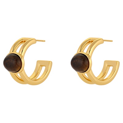 艺术生耳钉虎眼石耳环C圈