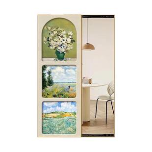 入户进门法式玄关穿衣镜衣帽间推拉隐身镜子画客厅全身镜暗装壁画