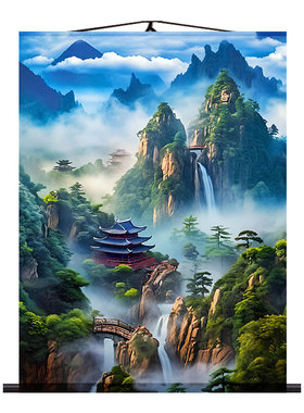 新款仙家堂口山水画无活物仙堂画背景东北堂屋背景墙三尺三供奉画