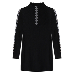 长袖上衣女修身内搭秋冬穿搭七分袖毛衣黑色针织衫半高领打底衫